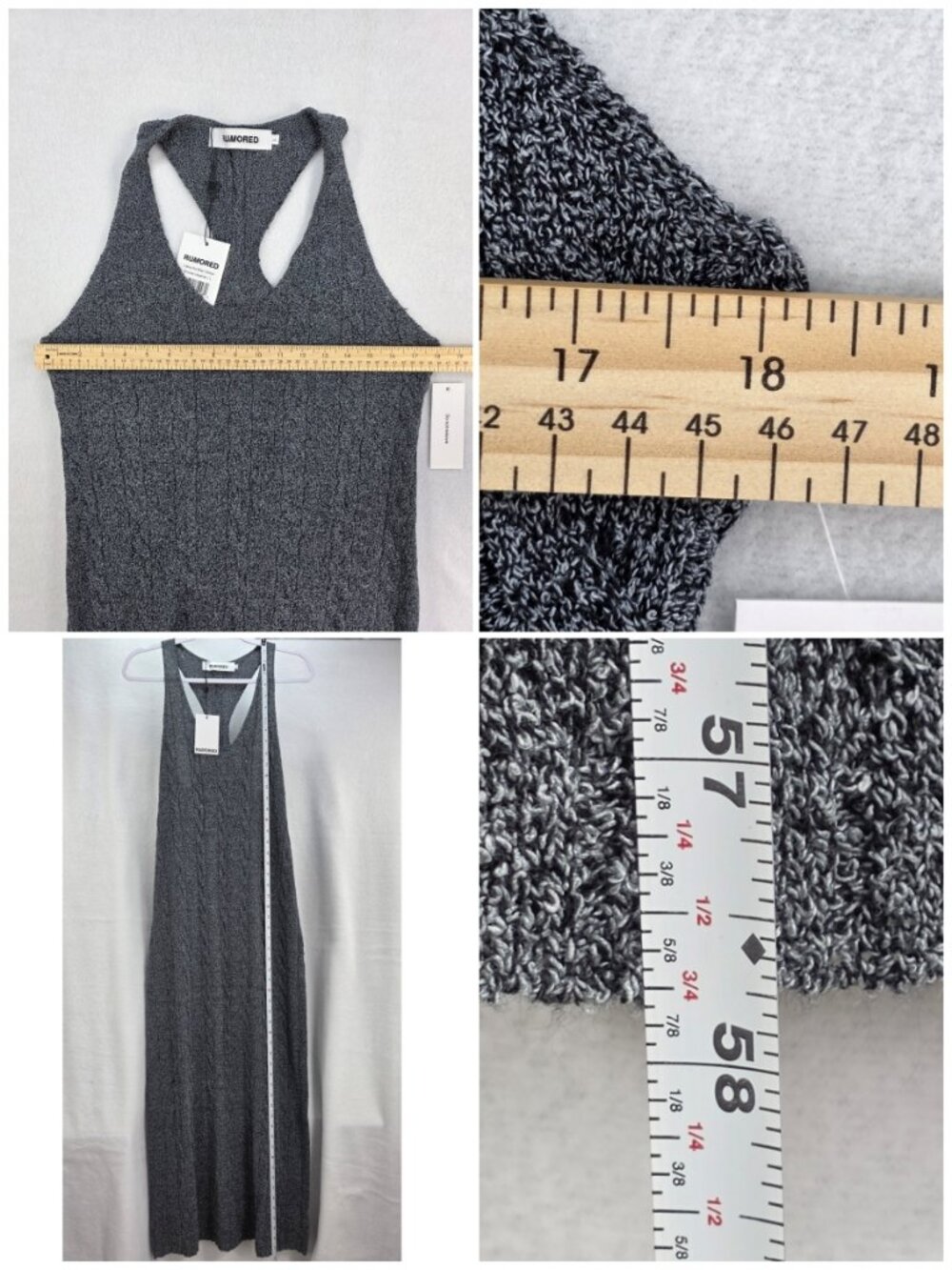 Rumored Lakeville Maxi Dress Size Lg Smoke Heather Gray Knit Racerback NWT - Picture 5 of 7